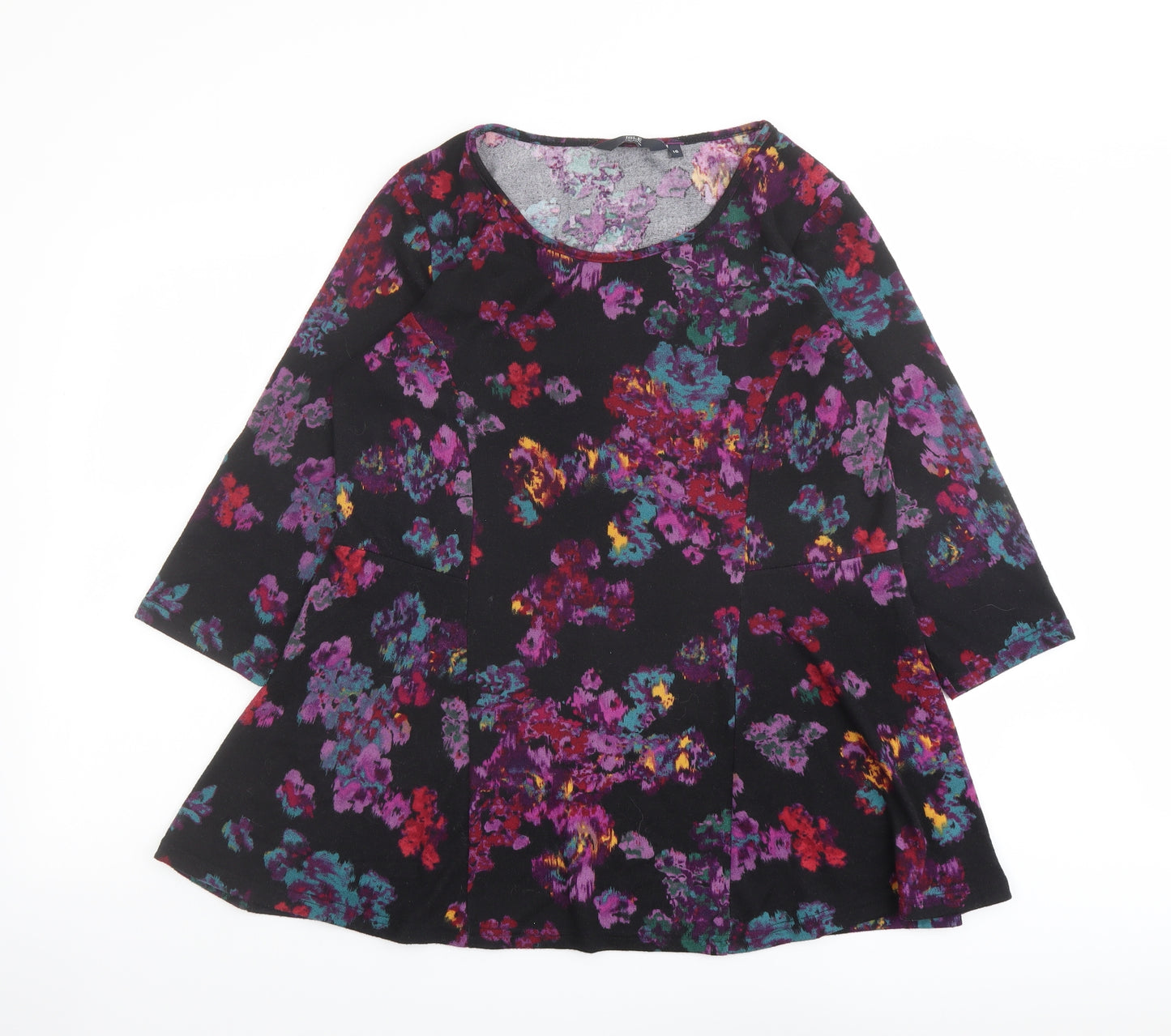 EWM Womens Multicoloured Floral Polyester Basic Blouse Size 16 Boat Neck