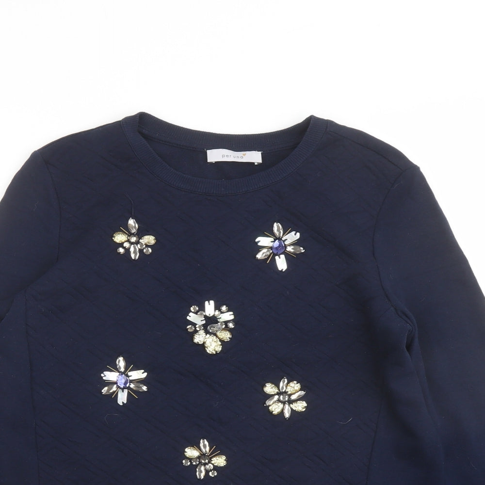 Per Una Womens Blue Cotton Pullover Sweatshirt Size 8 Pullover