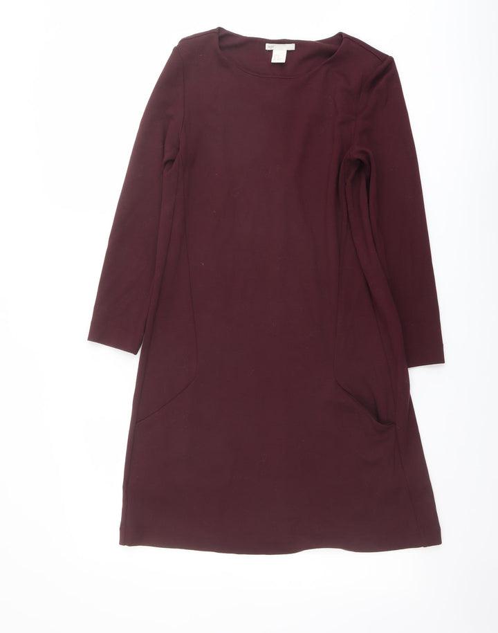 H&M Womens Red Viscose A-Line Size XS Boat Neck Pullover