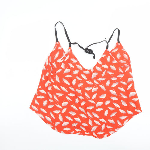 RVCA Womens Red Geometric Viscose Camisole Tank Size M V-Neck - Feather Print