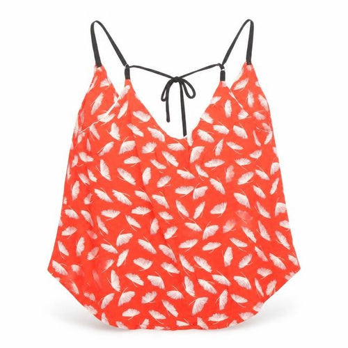 RVCA Womens Red Geometric Viscose Camisole Tank Size M V-Neck - Feather Print