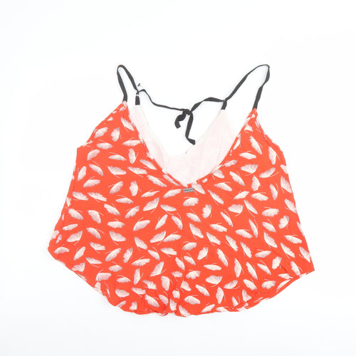 RVCA Womens Red Geometric Viscose Camisole Tank Size M V-Neck - Feather Print