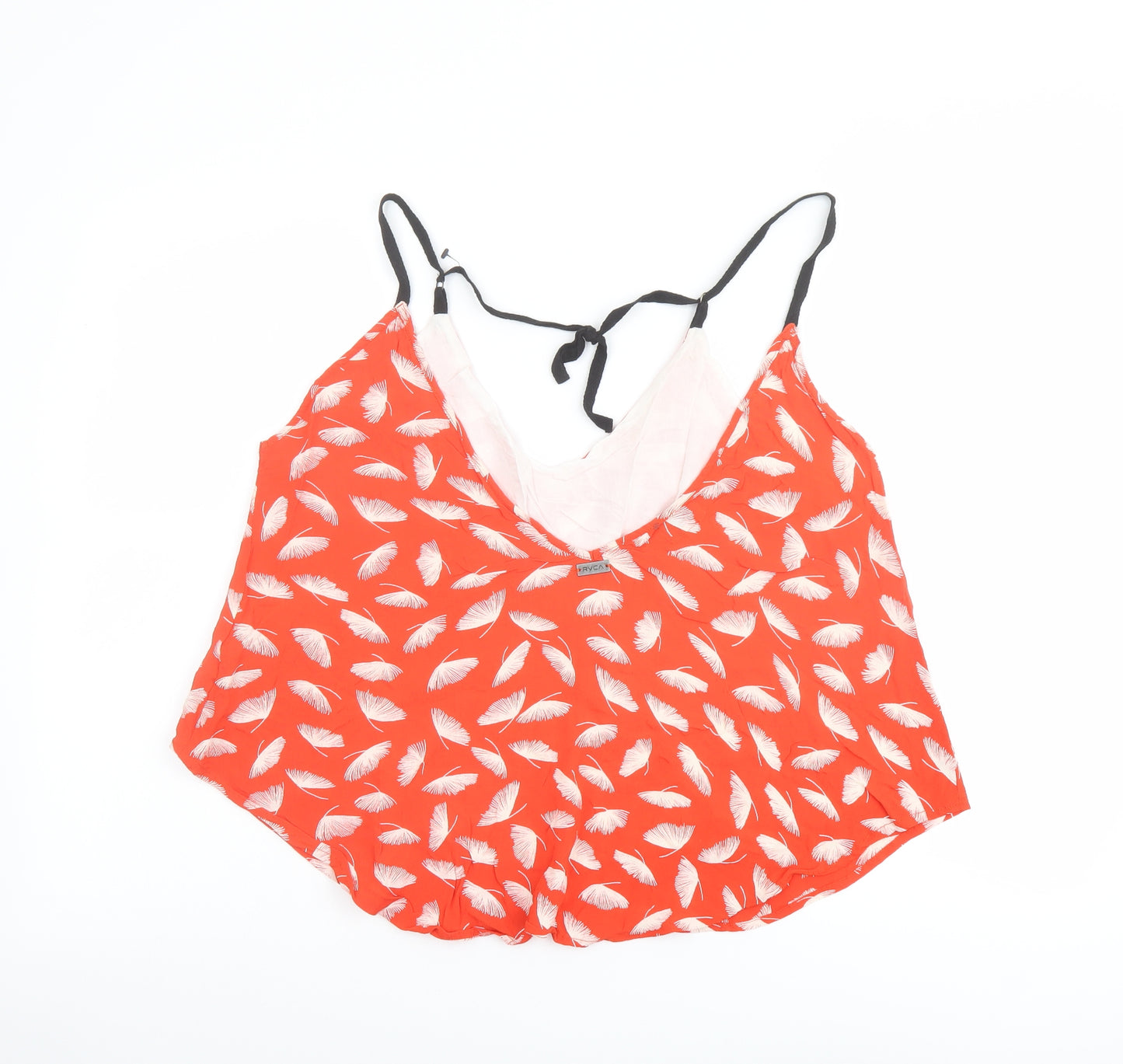 RVCA Womens Red Geometric Viscose Camisole Tank Size M V-Neck - Feather Print