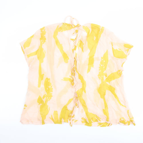 Lee Mathews Womens Pink Geometric Silk Basic Blouse Size 4 Round Neck