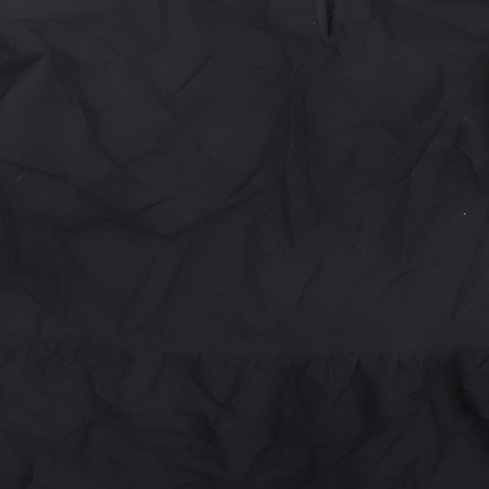 Marks and Spencer Womens Black Cotton Basic Blouse Size 12 Round Neck