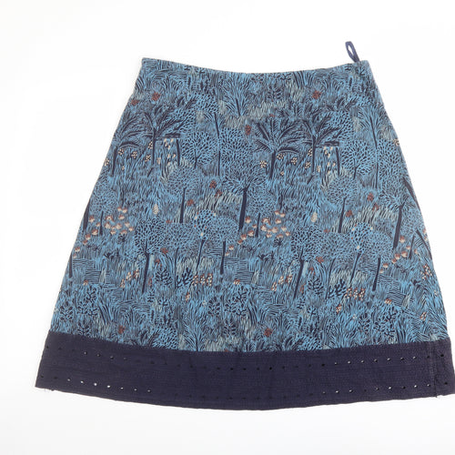 White Stuff Womens Blue Geometric Viscose A-Line Skirt Size 14