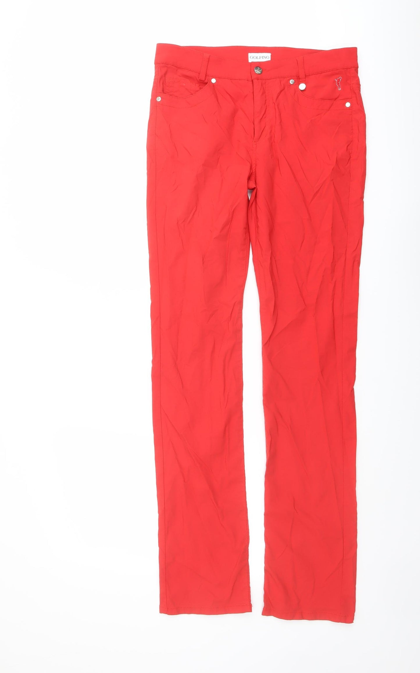 GOLFINO Womens Red Polyamide Trousers Size 12 L32 in Regular Button - Golf