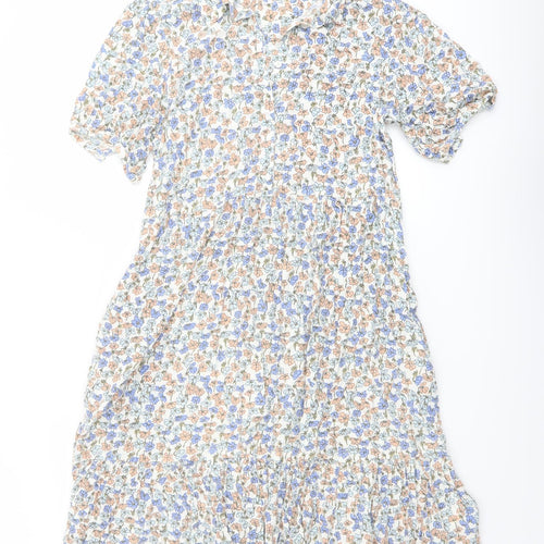 Crew Clothing Womens Multicoloured Floral Viscose Shirt Dress Size 10 Collared Button