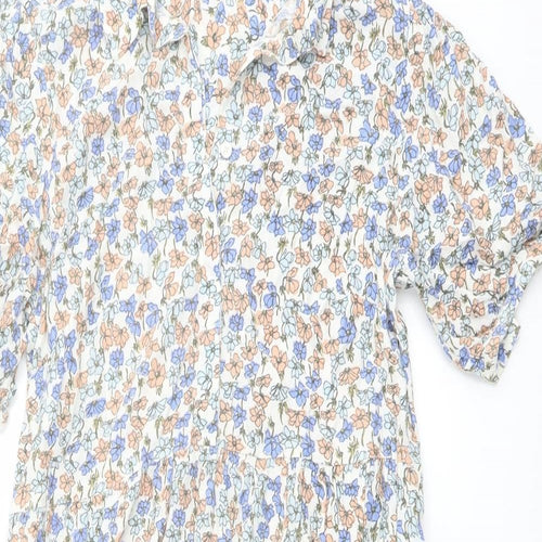 Crew Clothing Womens Multicoloured Floral Viscose Shirt Dress Size 10 Collared Button