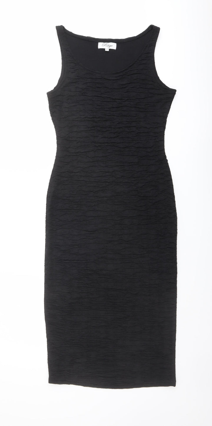 Madam Rage Womens Black Polyester Pencil Dress Size 8 Boat Neck Pullover - Textured