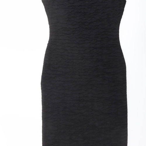 Madam Rage Womens Black Polyester Pencil Dress Size 8 Boat Neck Pullover - Textured