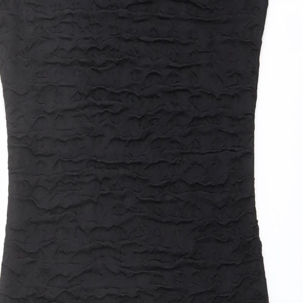 Madam Rage Womens Black Polyester Pencil Dress Size 8 Boat Neck Pullover - Textured