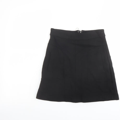 Anthropologie Womens Black Viscose A-Line Skirt Size 4 Zip