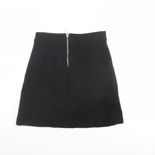Anthropologie Womens Black Viscose A-Line Skirt Size 4 Zip