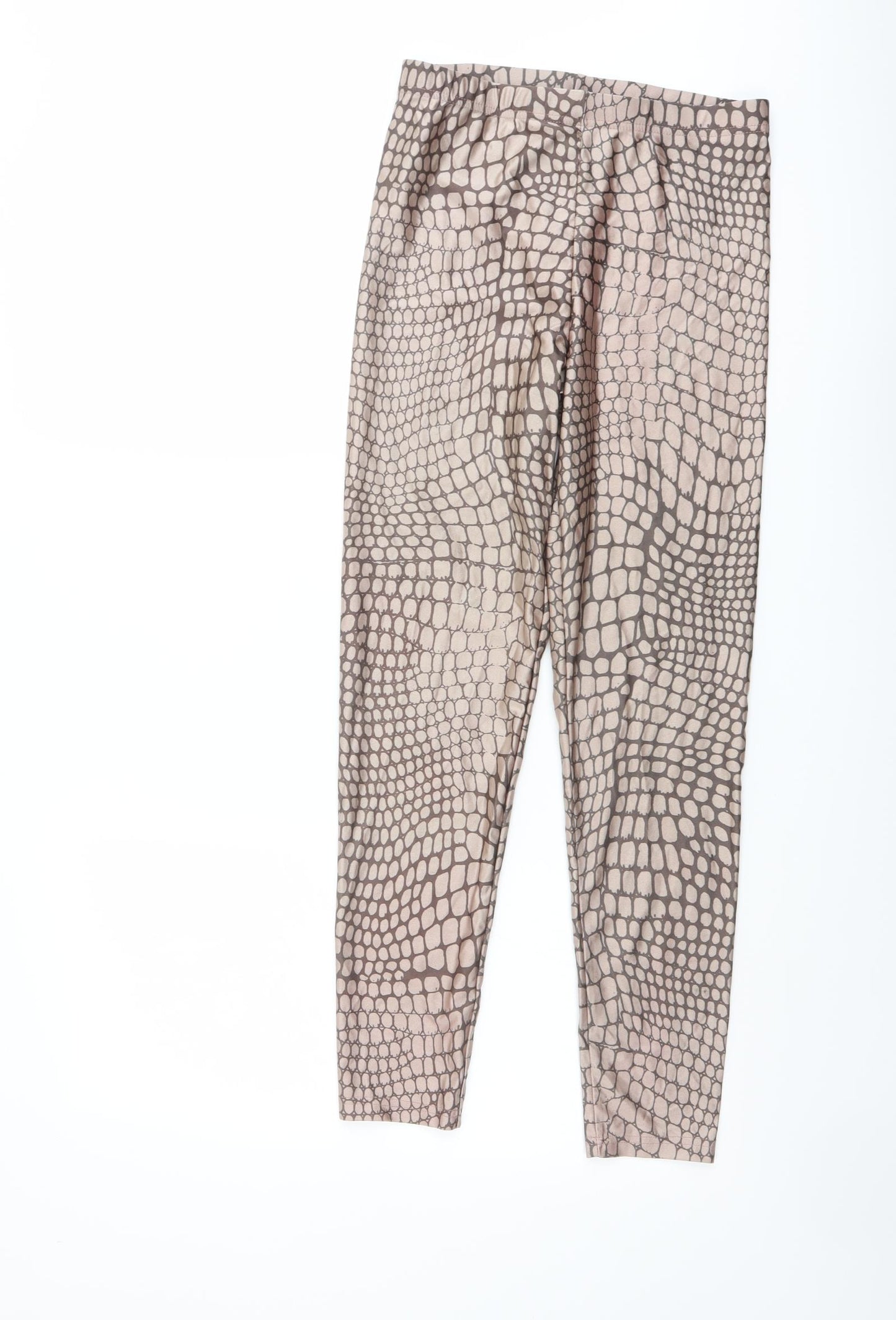 ASOS Womens Beige Animal Print Nylon Carrot Leggings Size 10 L25 in - Crocodile Print
