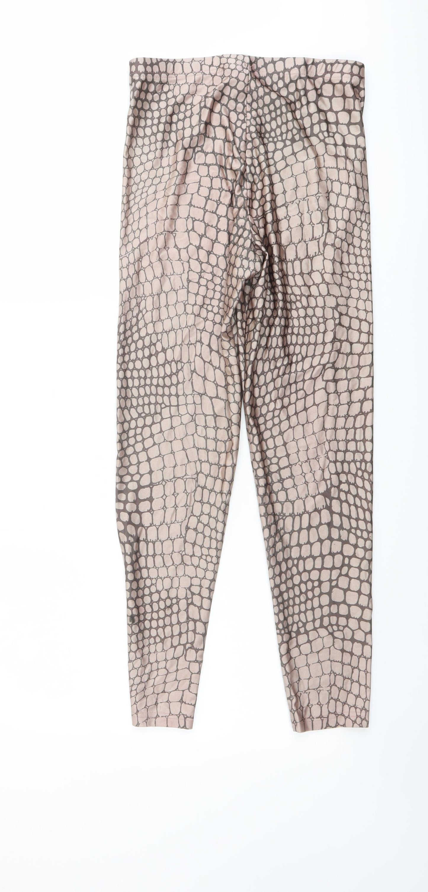 ASOS Womens Beige Animal Print Nylon Carrot Leggings Size 10 L25 in - Crocodile Print