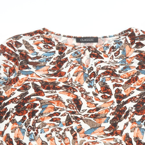Classic Womens Multicoloured Geometric Polyester Basic T-Shirt Size 16 Round Neck