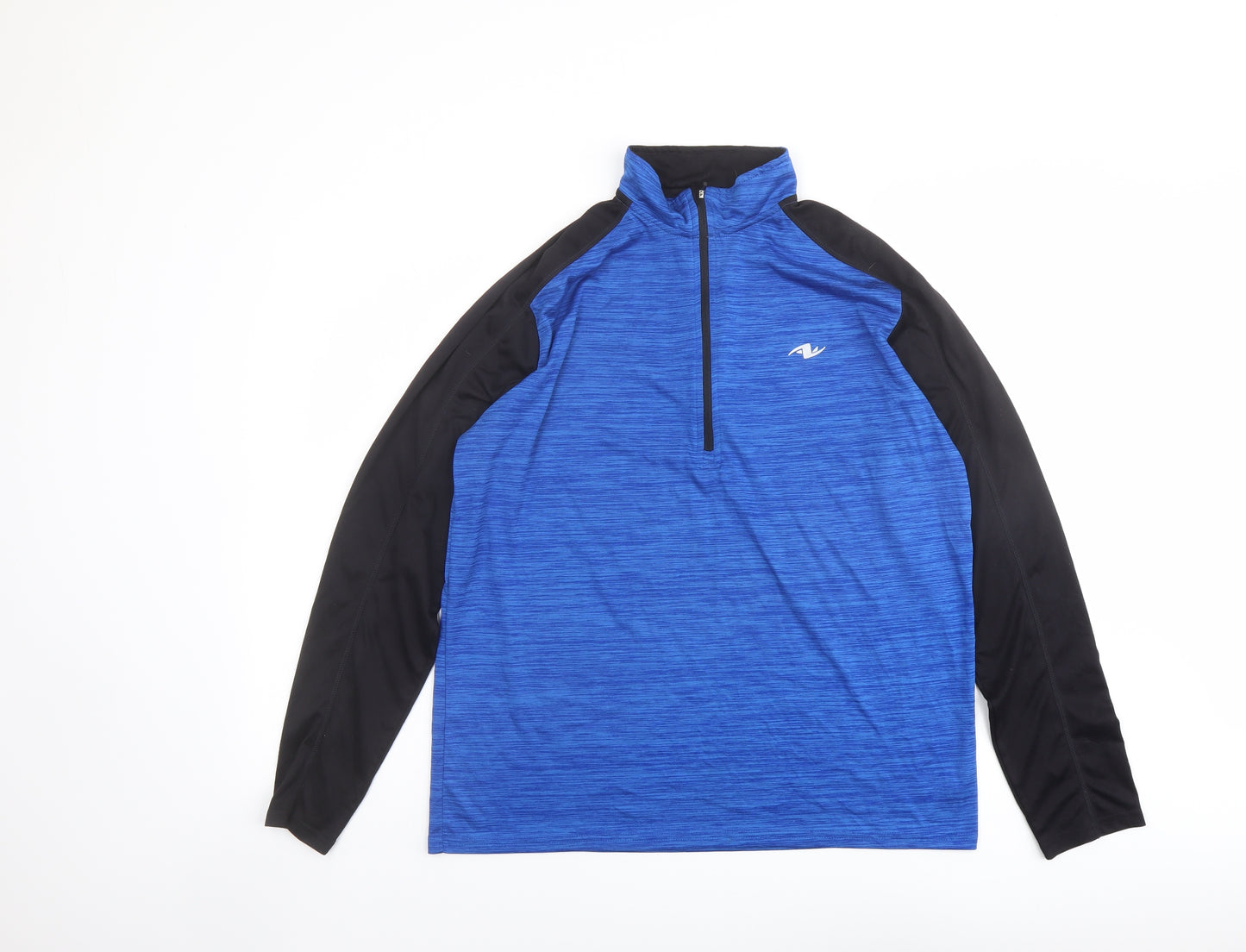 Athletic Works Mens Blue Colourblock Polyester Pullover Casual Size M Round Neck Zip