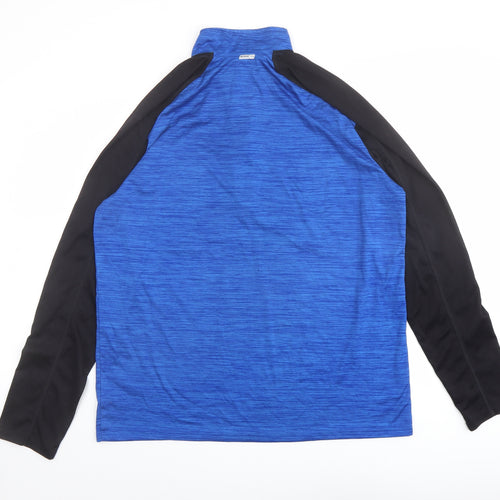 Athletic Works Mens Blue Colourblock Polyester Pullover Casual Size M Round Neck Zip