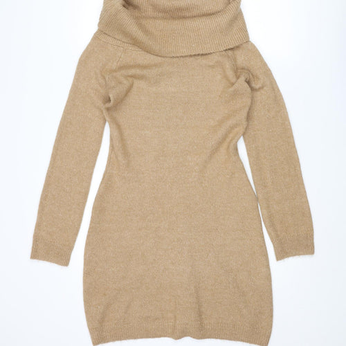 If It Were Me Womens Brown Roll Neck Acrylic Pullover Jumper Size M