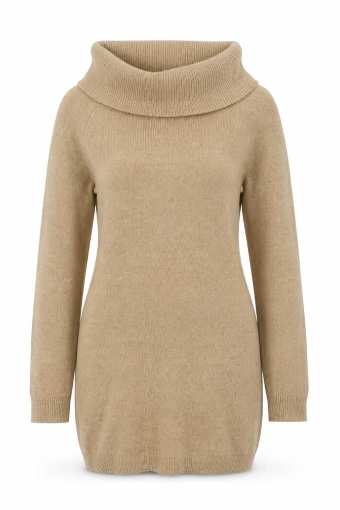 Front view of If It Were Me women’s brown roll neck acrylic jumper, size M
