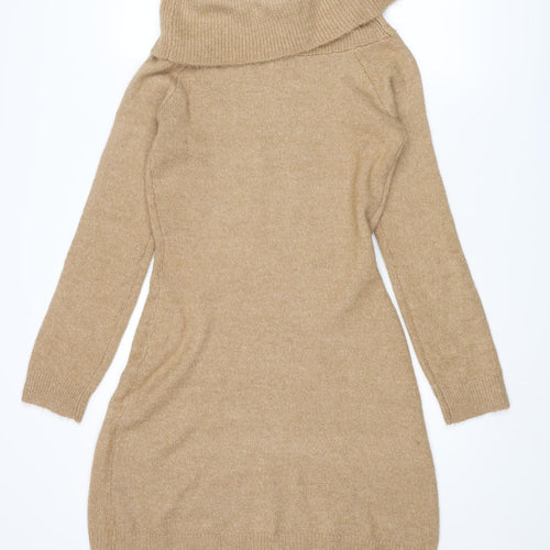 If It Were Me Womens Brown Roll Neck Acrylic Pullover Jumper Size M