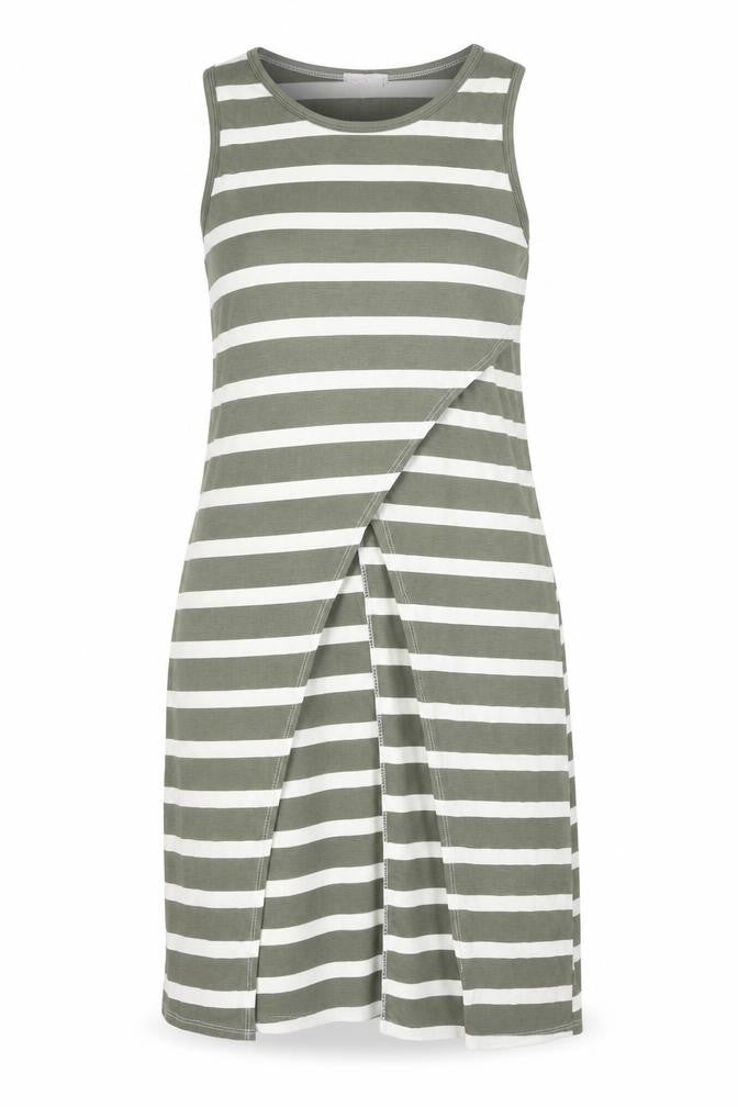 WalG Womens Green Striped Viscose Tunic Blouse Size M Round Neck - Size M-L