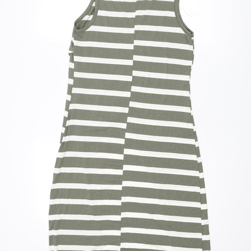 WalG Womens Green Striped Viscose Tunic Blouse Size M Round Neck - Size M-L