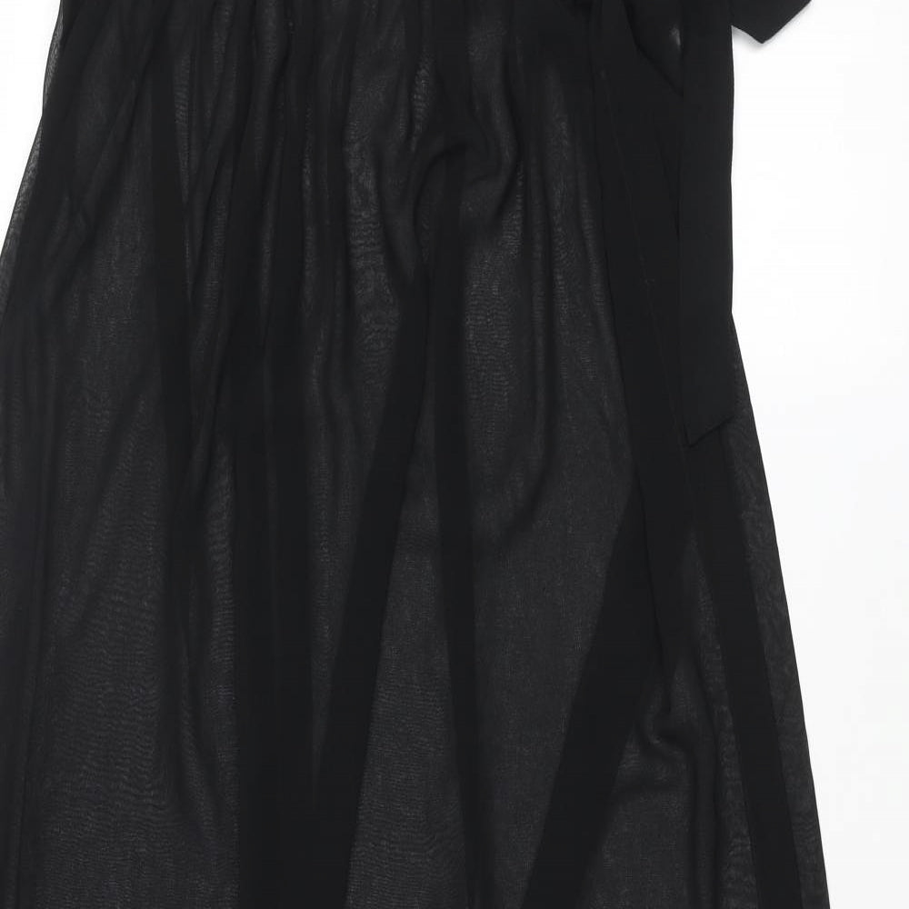ASOS Womens Black Polyester Cover Up Size 14 - Maxi Wrap Skirt