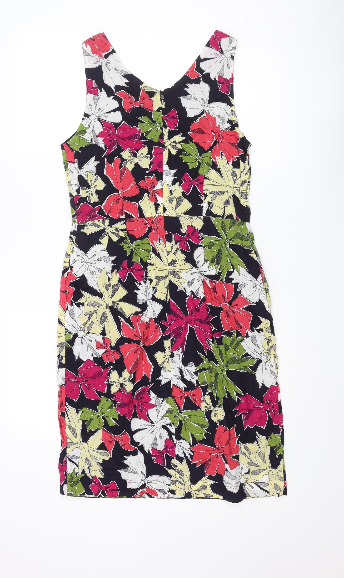 Great Plains Womens Multicoloured Geometric Polyester Pencil Dress Size M V-Neck Zip