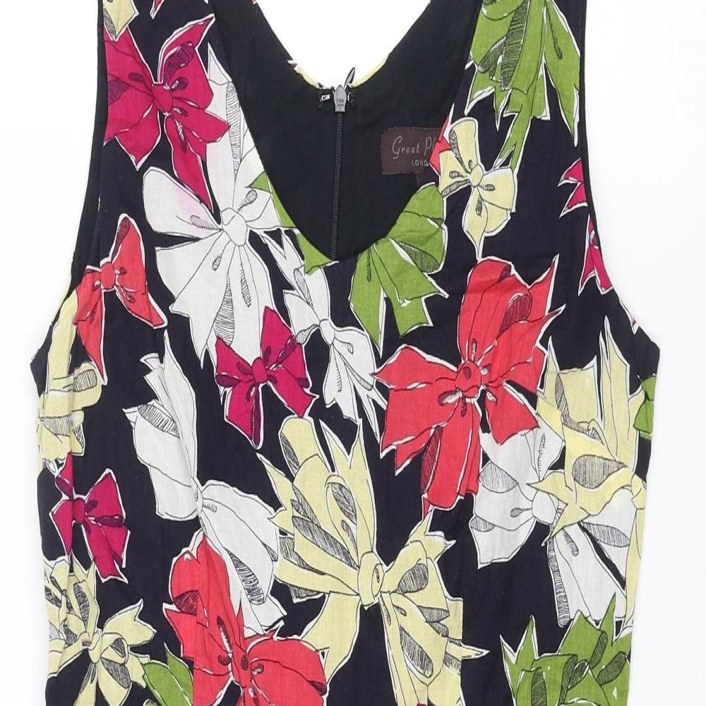 Great Plains Womens Multicoloured Geometric Polyester Pencil Dress Size M V-Neck Zip