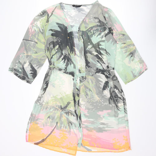 NEXT Womens Multicoloured Geometric Polyester Cover Up Size 14 - Kimono Palm Tree