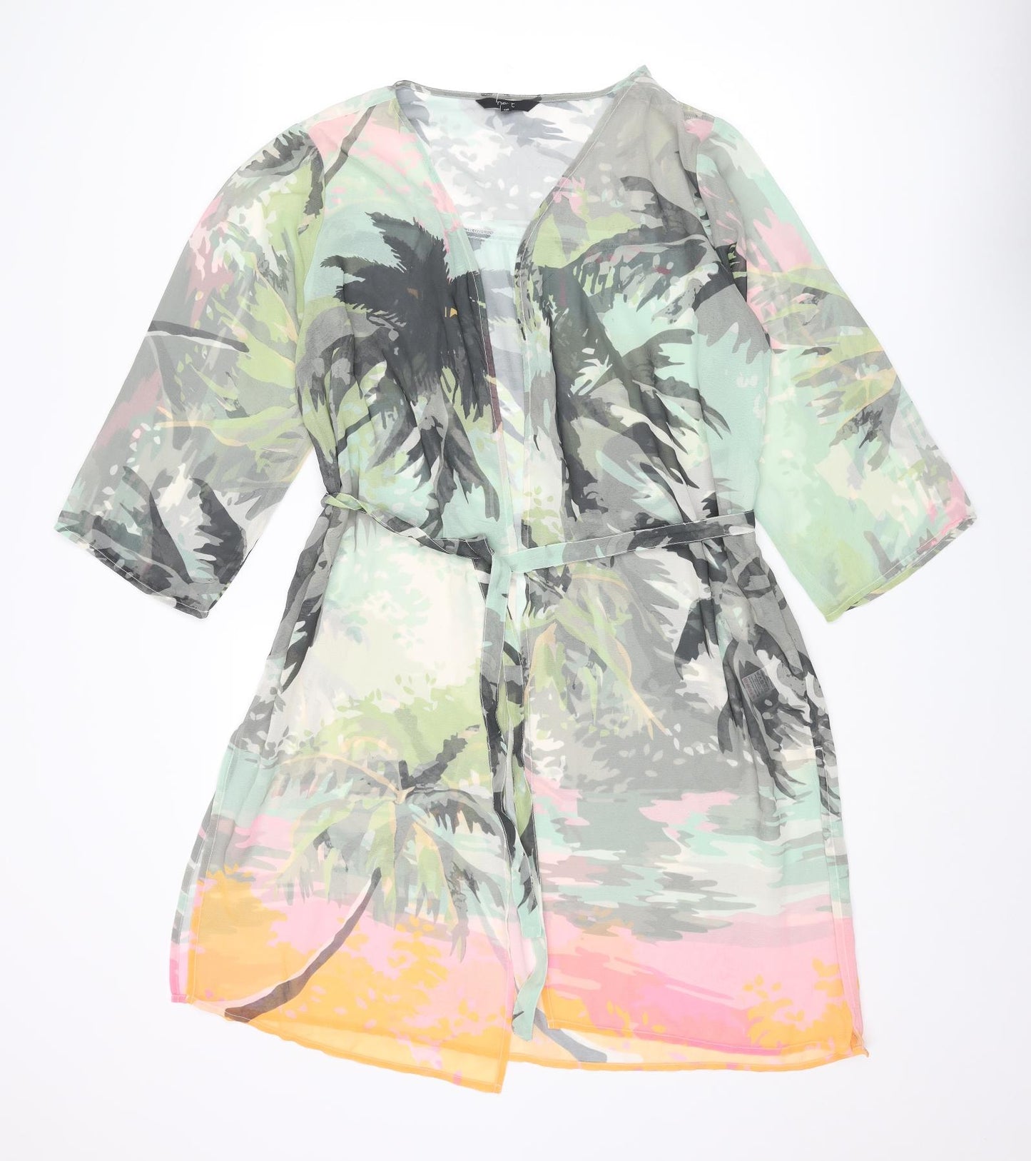 NEXT Womens Multicoloured Geometric Polyester Cover Up Size 14 - Kimono Palm Tree