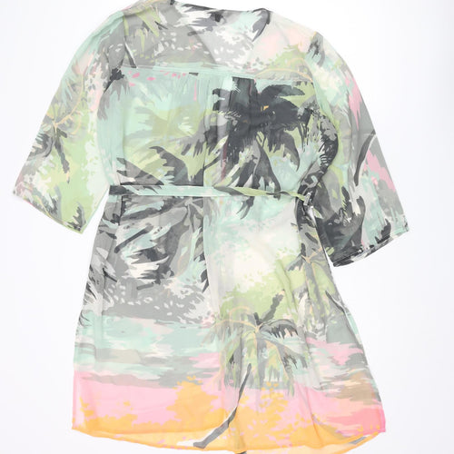 NEXT Womens Multicoloured Geometric Polyester Cover Up Size 14 - Kimono Palm Tree