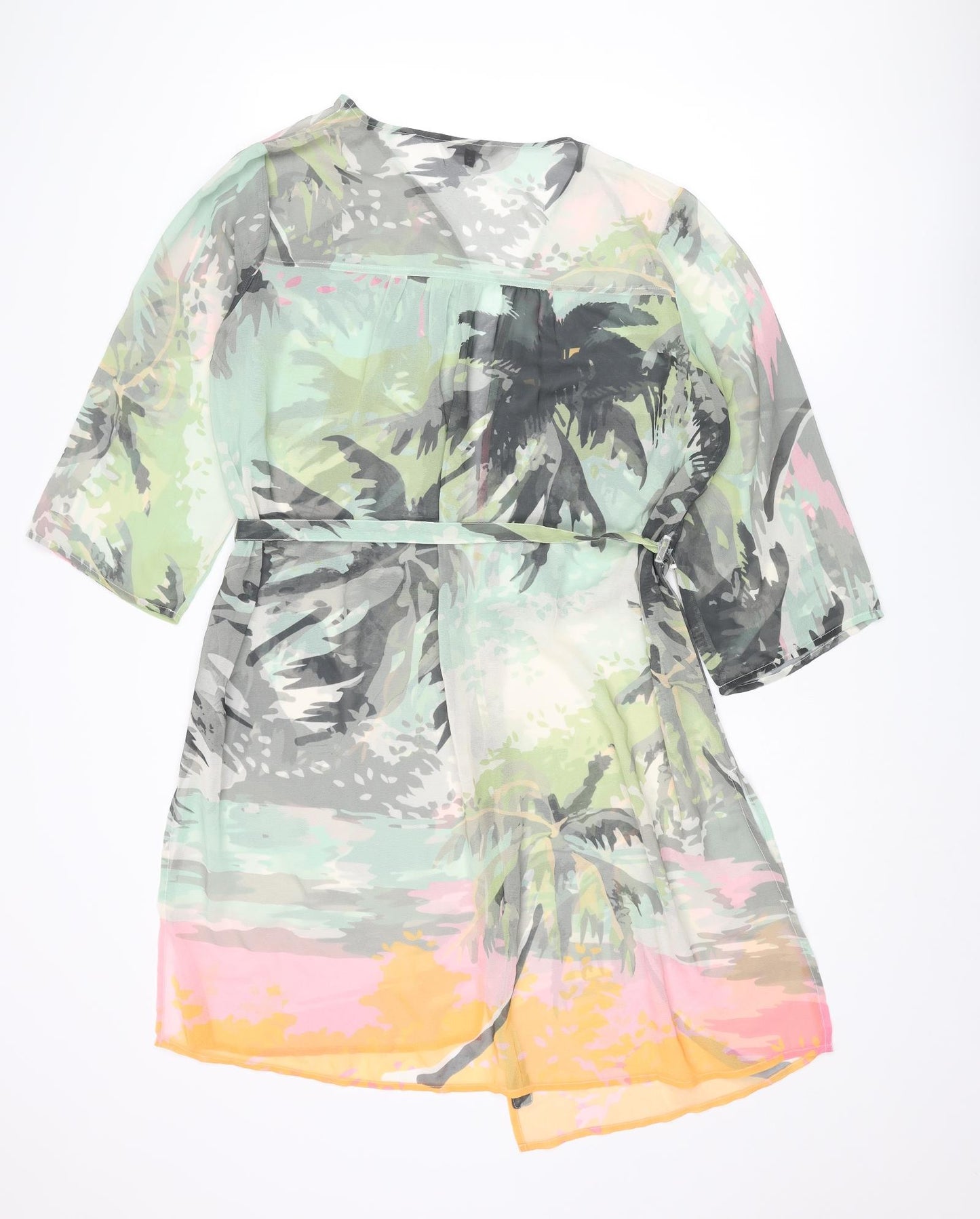 NEXT Womens Multicoloured Geometric Polyester Cover Up Size 14 - Kimono Palm Tree