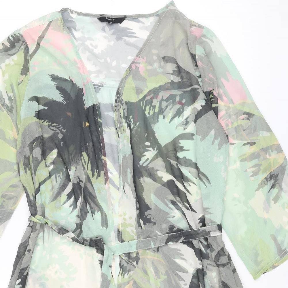 NEXT Womens Multicoloured Geometric Polyester Cover Up Size 14 - Kimono Palm Tree