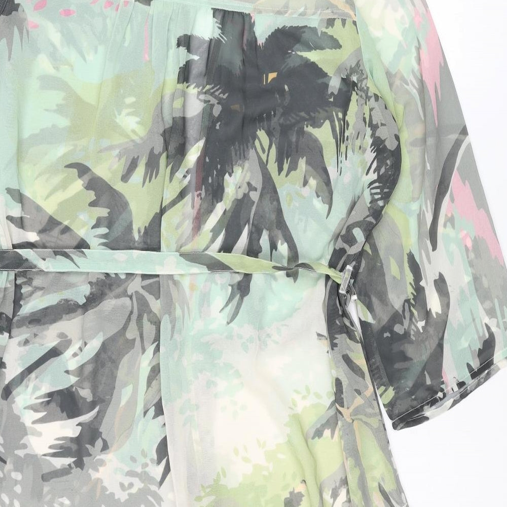NEXT Womens Multicoloured Geometric Polyester Cover Up Size 14 - Kimono Palm Tree