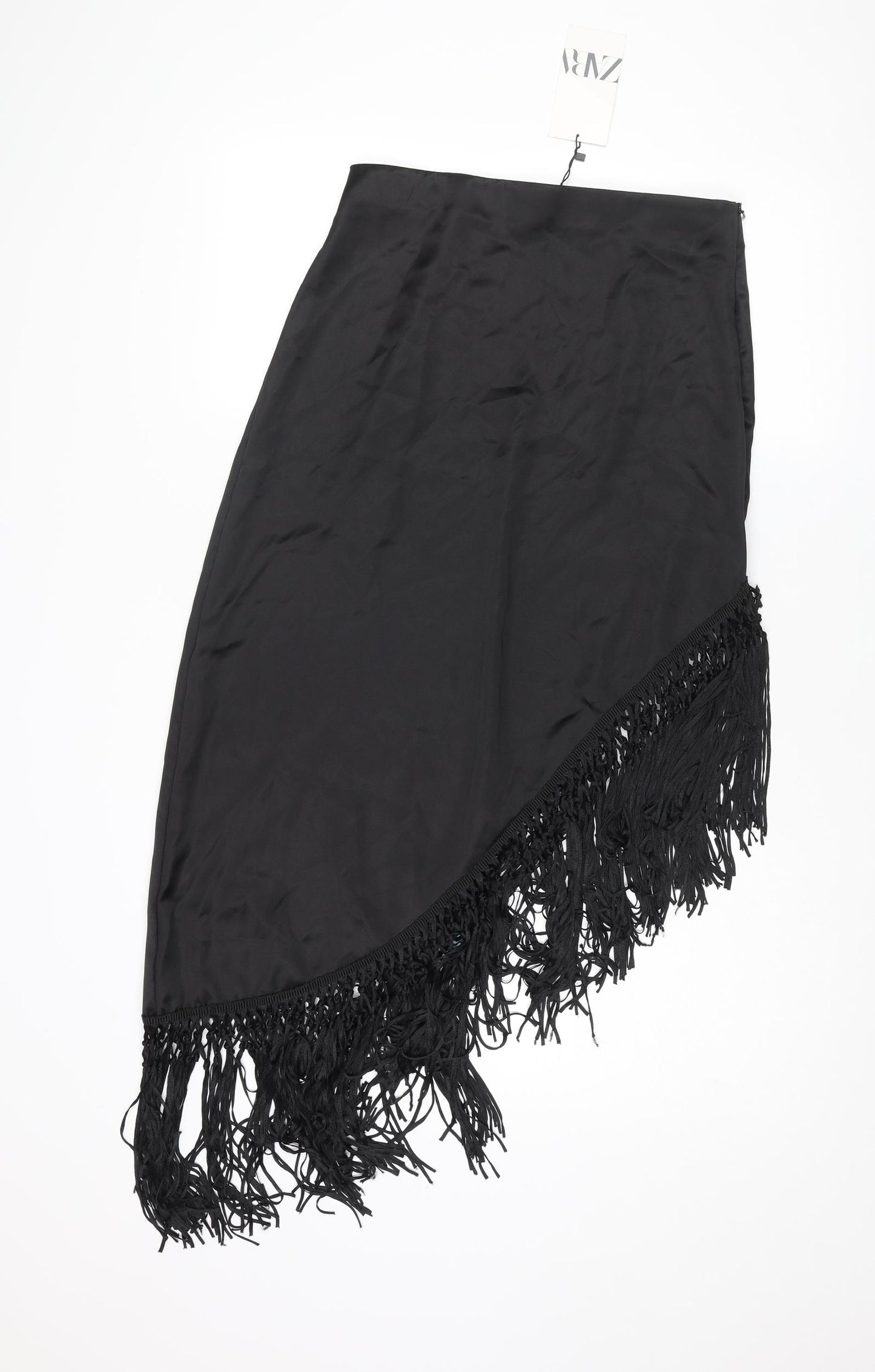 Zara Womens Black Polyester A-Line Skirt Size M