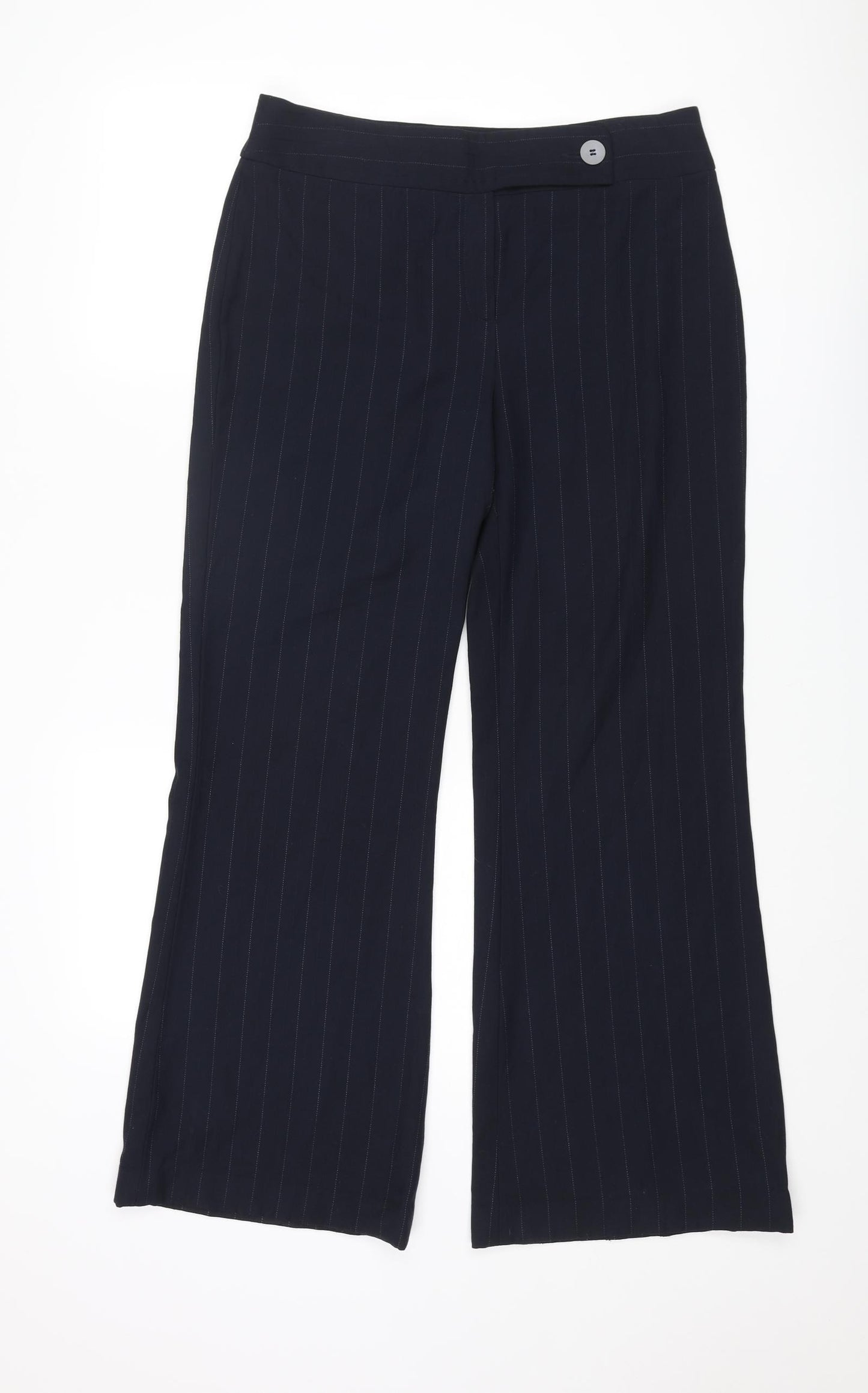 NEXT Womens Blue Striped Polyester Dress Pants Trousers Size 12 L29 in Regular Zip