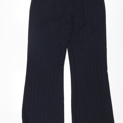 NEXT Womens Blue Striped Polyester Dress Pants Trousers Size 12 L29 in Regular Zip
