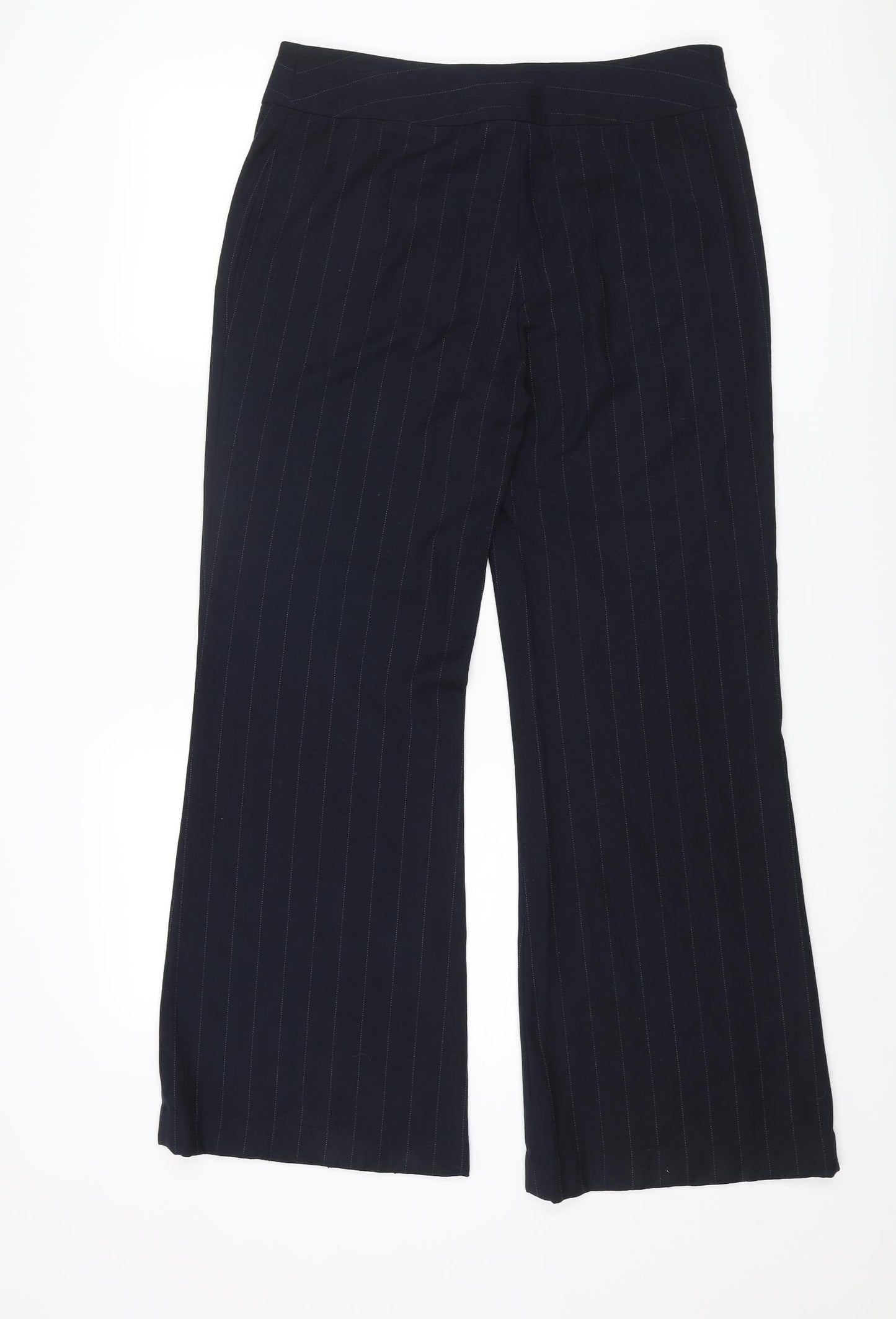NEXT Womens Blue Striped Polyester Dress Pants Trousers Size 12 L29 in Regular Zip