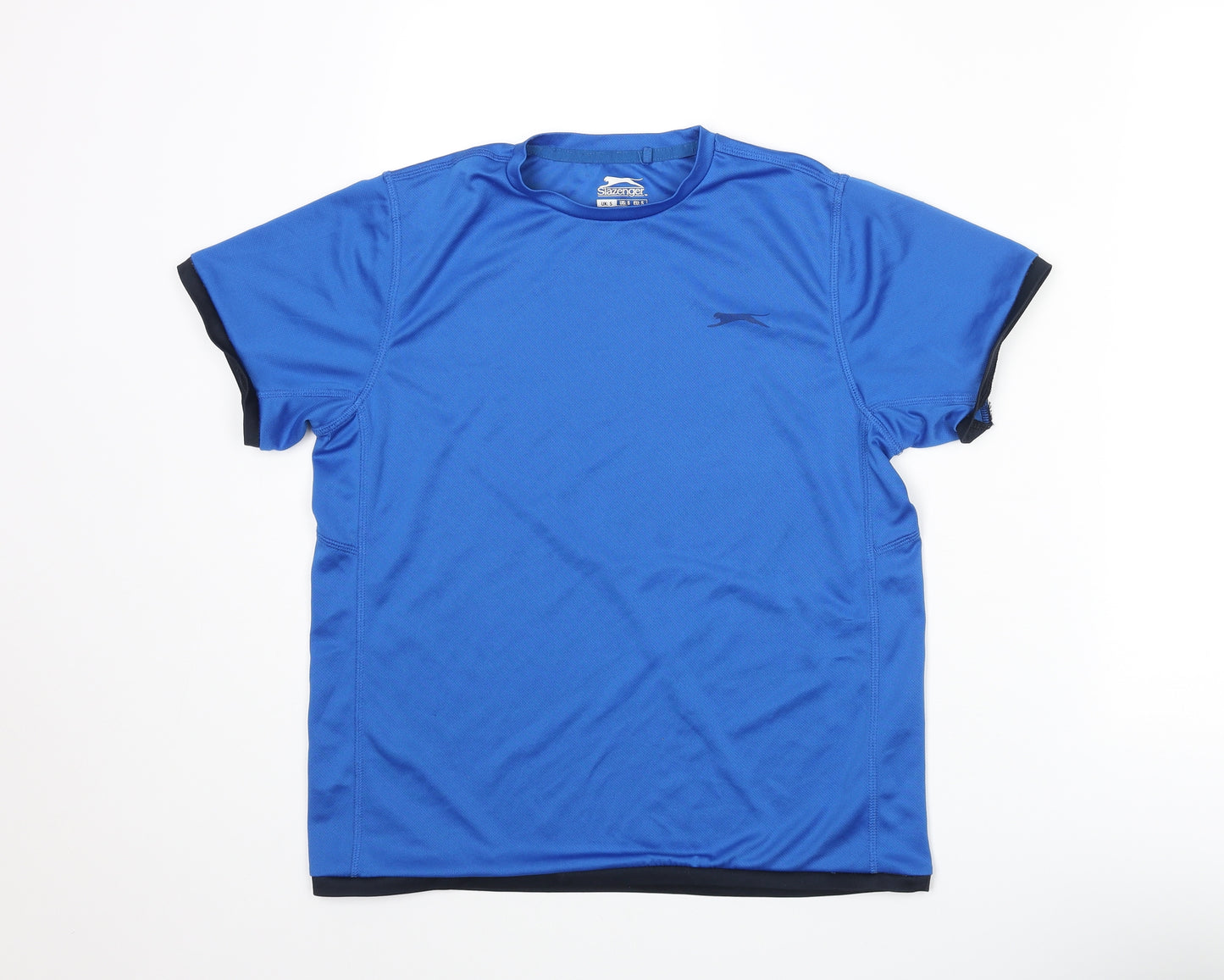 Slazenger Mens Blue Polyester Basic T-Shirt Size S Crew Neck Pullover