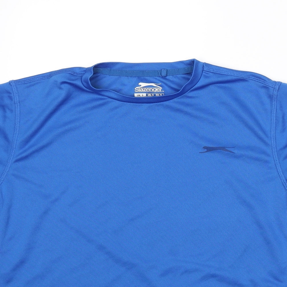 Slazenger Mens Blue Polyester Basic T-Shirt Size S Crew Neck Pullover