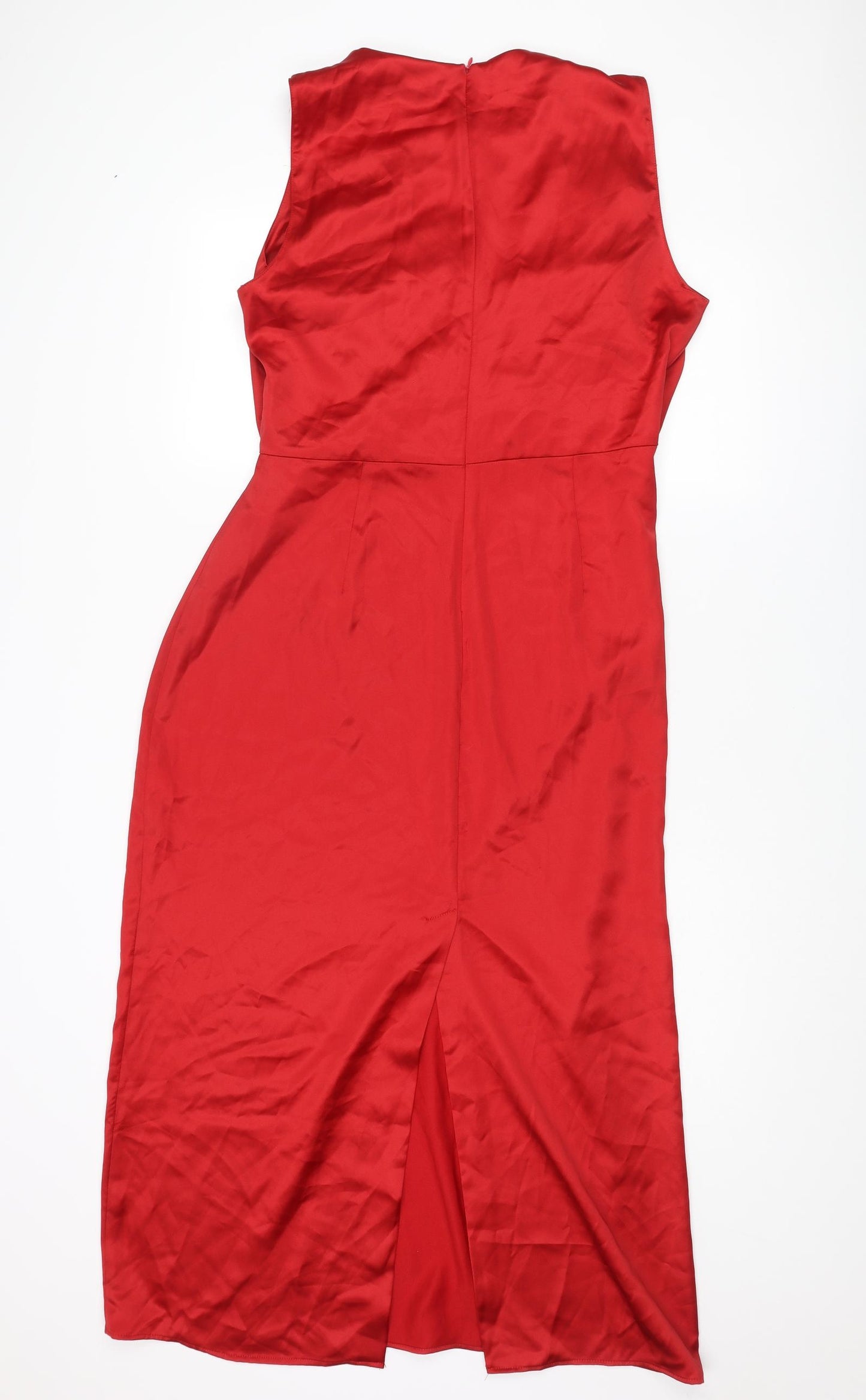 Zara Womens Red Polyester Sheath Size XL Round Neck Zip