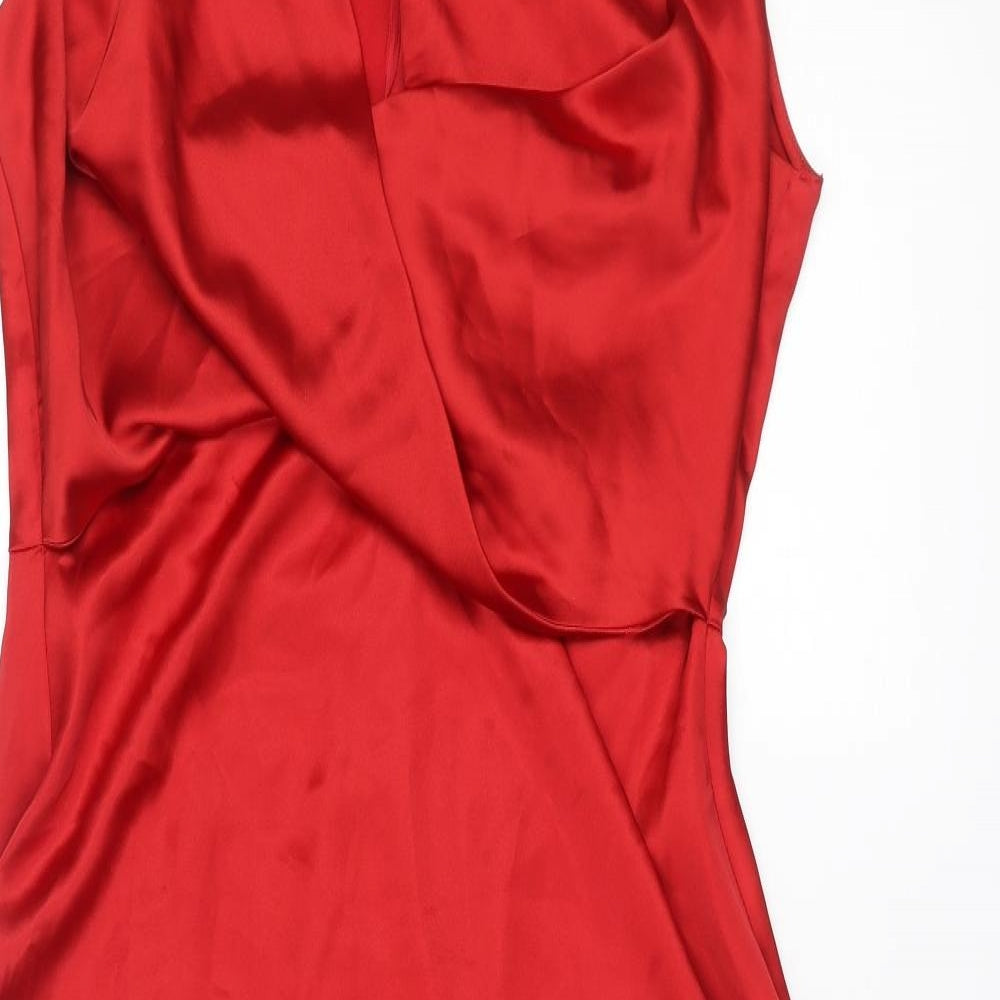 Zara Womens Red Polyester Sheath Size XL Round Neck Zip