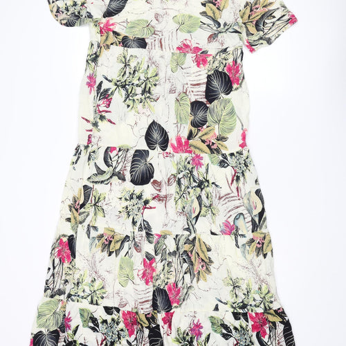 Zanzea Womens Multicoloured Floral Polyester T-Shirt Dress Size S Round Neck Pullover