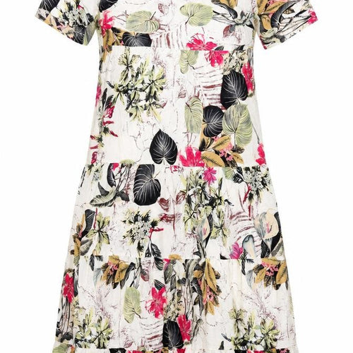 Zanzea Womens Multicoloured Floral Polyester T-Shirt Dress Size S Round Neck Pullover