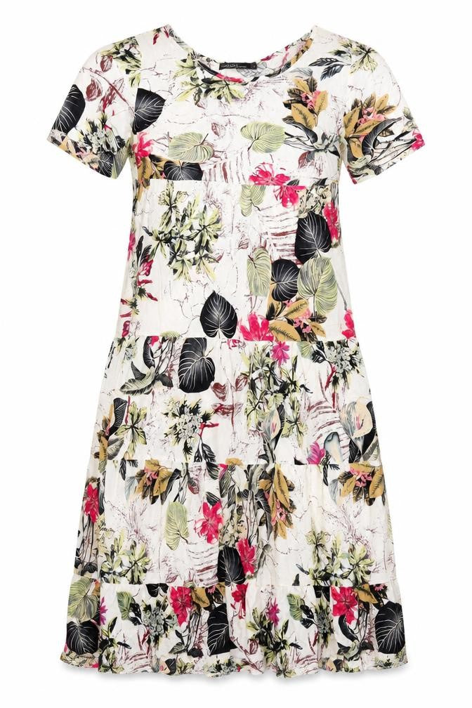 Zanzea Womens Multicoloured Floral Polyester T-Shirt Dress Size S Round Neck Pullover