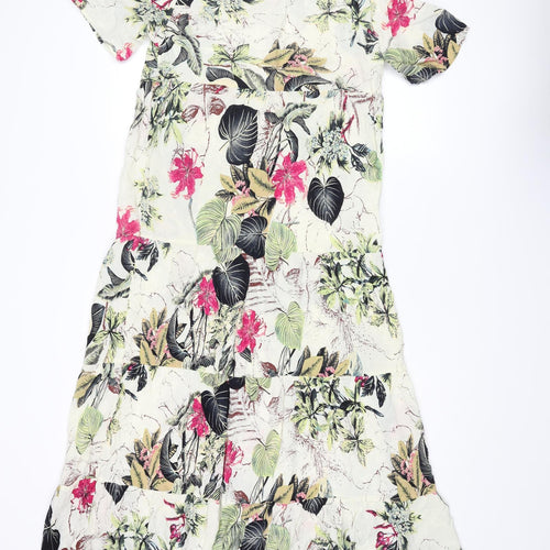 Zanzea Womens Multicoloured Floral Polyester T-Shirt Dress Size S Round Neck Pullover