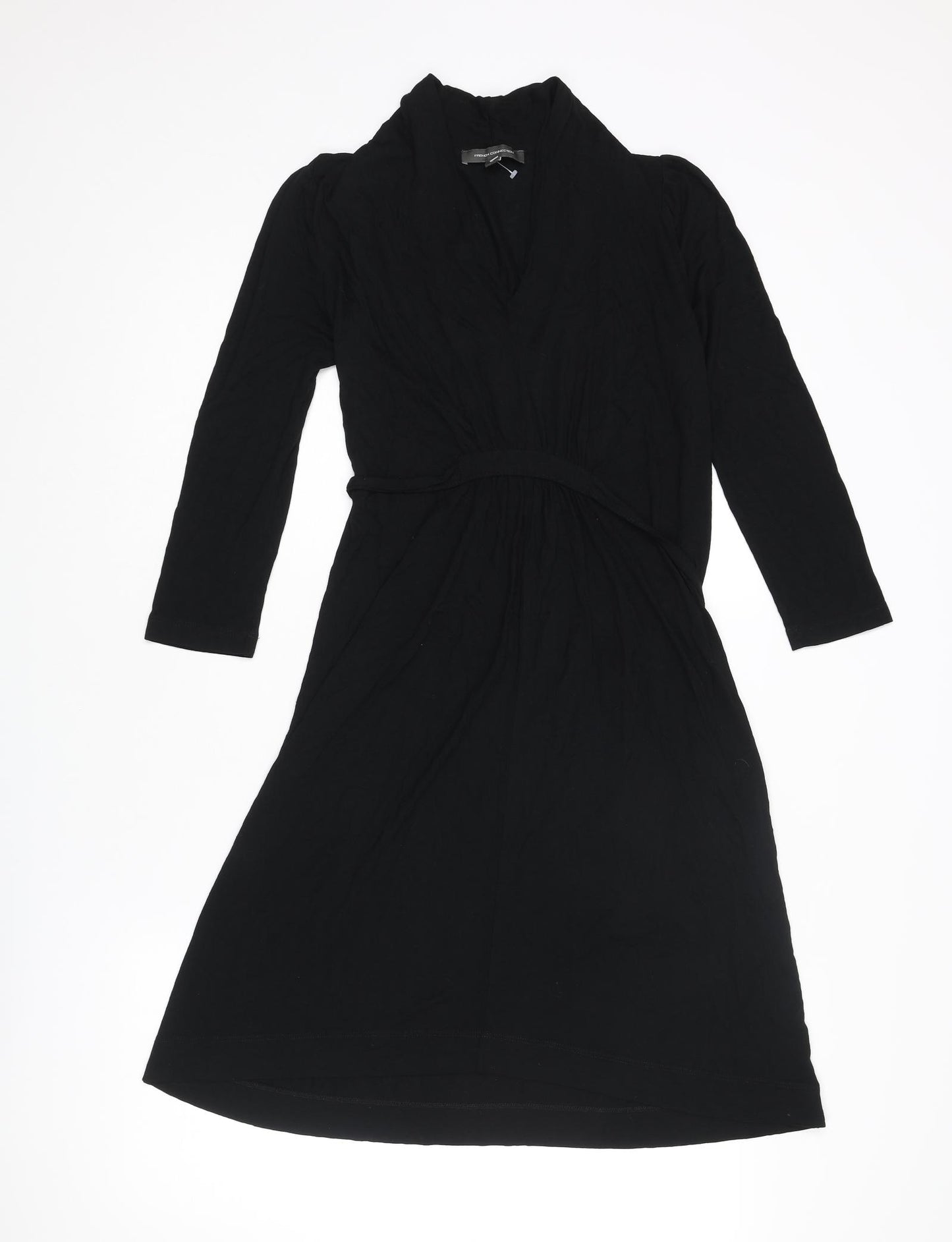 French Connection Womens Black Viscose A-Line Size 6 V-Neck Pullover